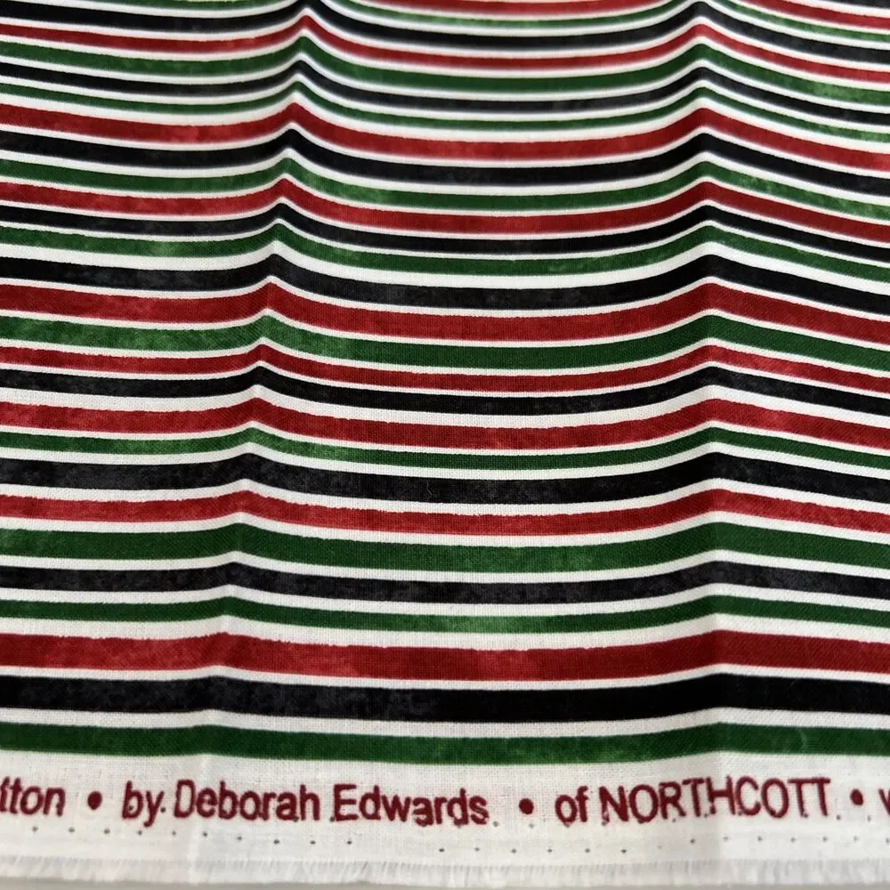 Cotton Quilting Fabric Bundle Christmas Holiday Plaid Stripes Lot 4 Pieces